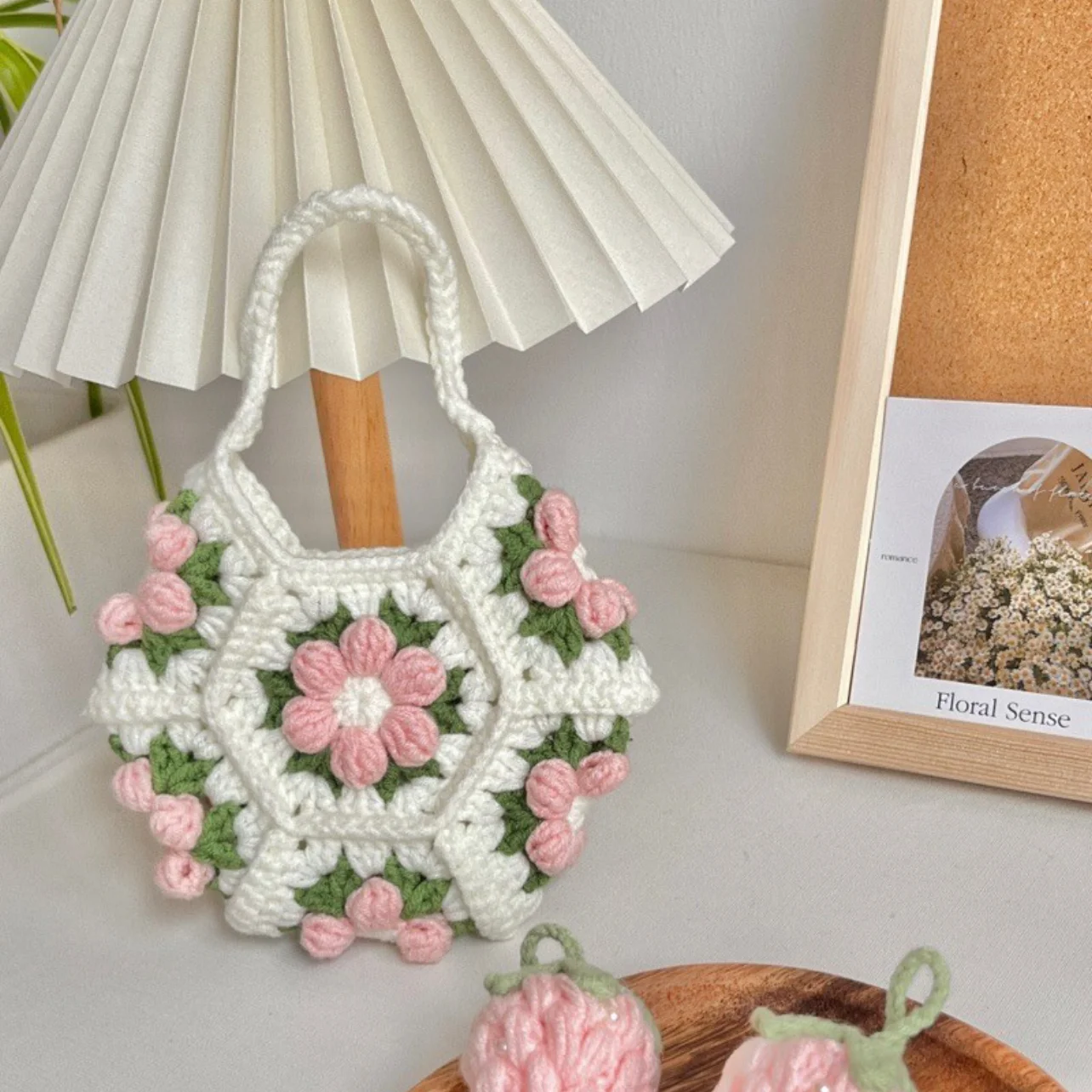 

Handmade DIY Grid Handheld Crochet Kit Woven Bag Thread Hook Weaving Material Bag Gift For Girlfriend Single Yarn Knitting Suit