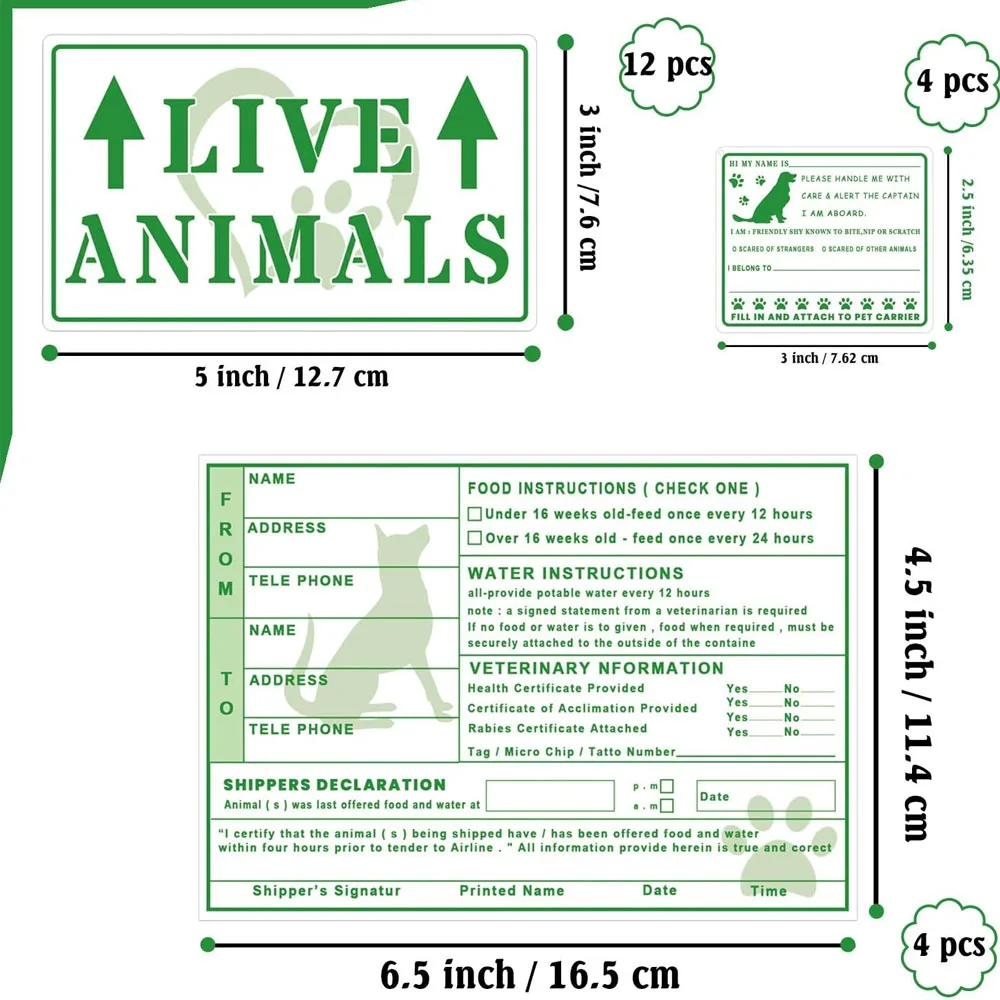 Live Animals Arrow Sticker for Airline Cargo Crates Animal Shipping Handling Instruction 20Pcs