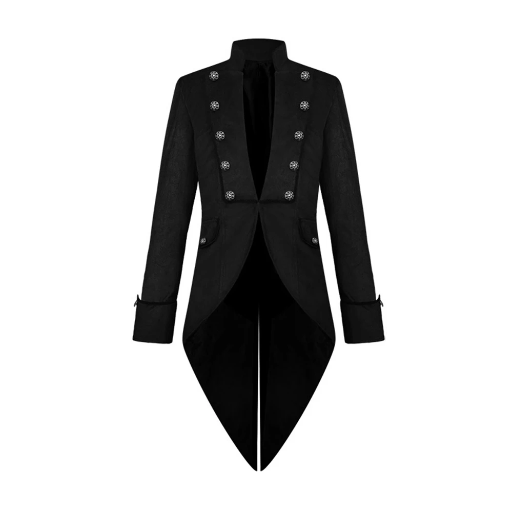 Vintage Coat Frock Coat Blue Fall For Spring Gothic Men Polyester Regular Length Stand Collar Steampunk Summer