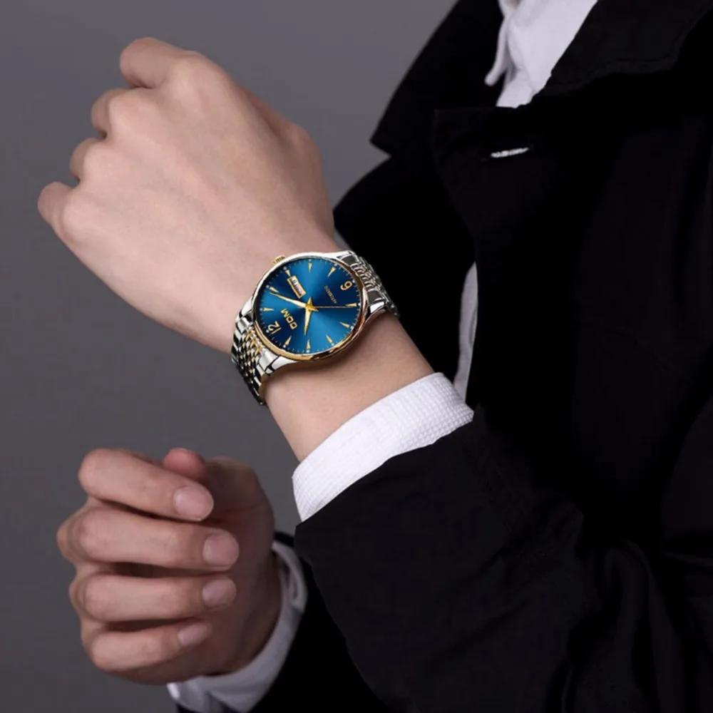 DOM Mechanical Watch Top Brand Luxury Auto Date Mens Watch Steel Belt Casual Fashion Waterproof Business Watch Men M-89G