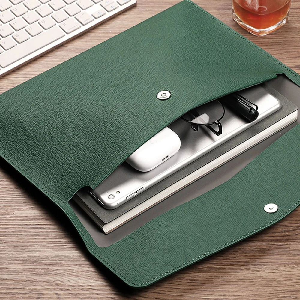 A4 File Pocket Dustproof Documents Pouch Business PU Leather File Bag Large Capacity Folder School Office Stationery