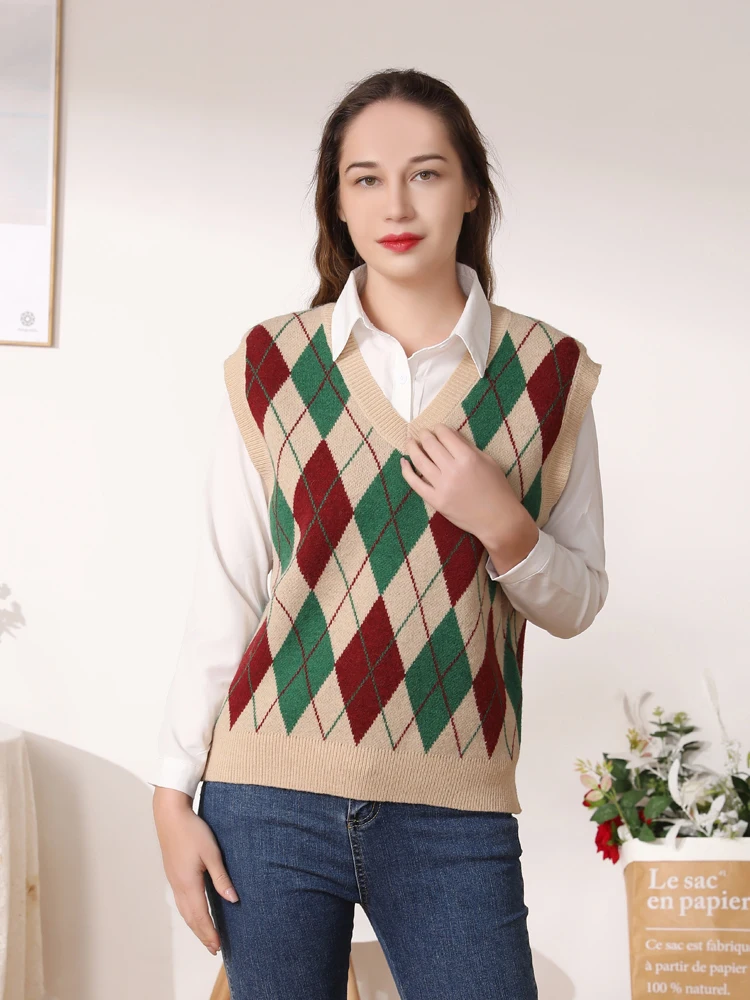 Sweater Preppy Womens Clothes Aesthetic Nice Vest Female Vest Preppy Style  Pullover Women
