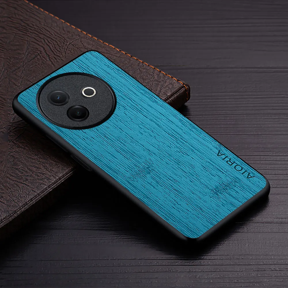 Black Wood Grain PU Leather Phone Case