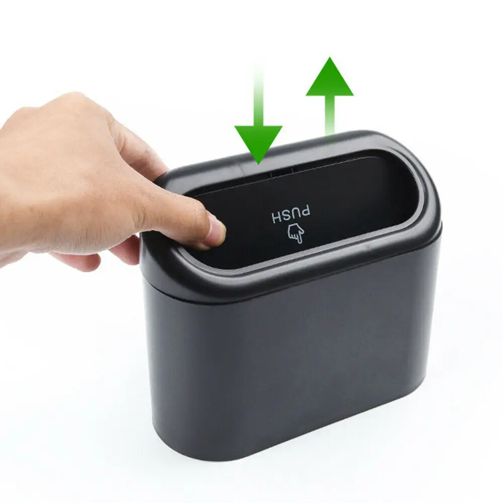 Black ABS Car Trash Bin Square Hanging Vehicle Garbage Storage Box