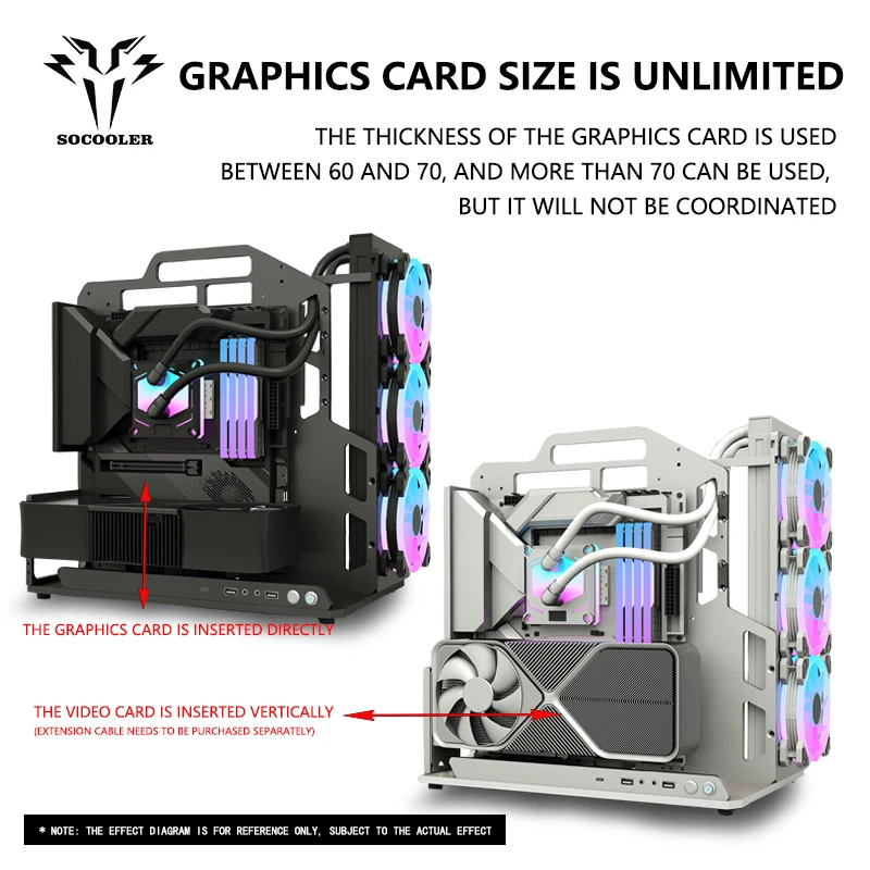 Socooler Computer Case EATX Diy Gaming Computer Pc Case Open Frame Gaming for ATX M-ATX Aviation Aluminum