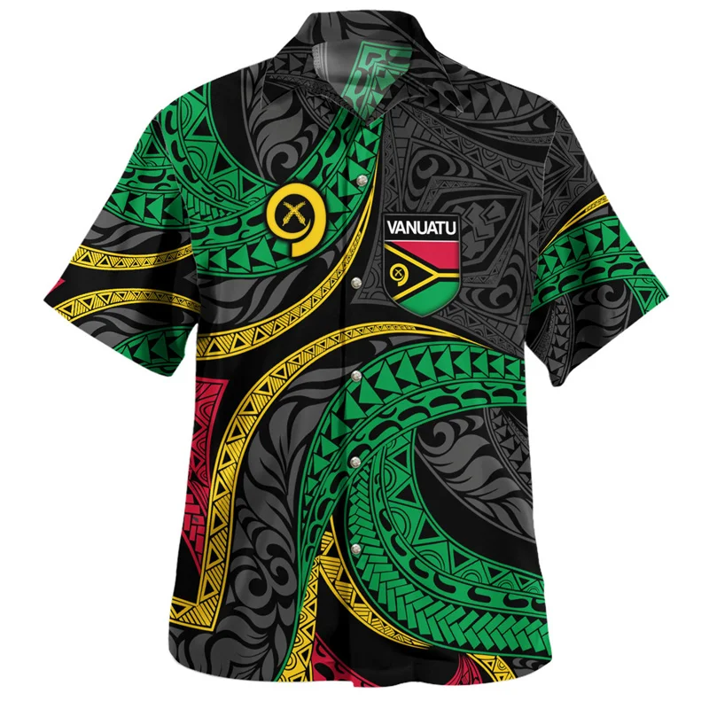 

Harajuku Summer New 3D The Republic Of Vanuatu Flag Printing Shirts Vanuatu Emblem Graphic Short Shirts Men Cool Shirts Clothing