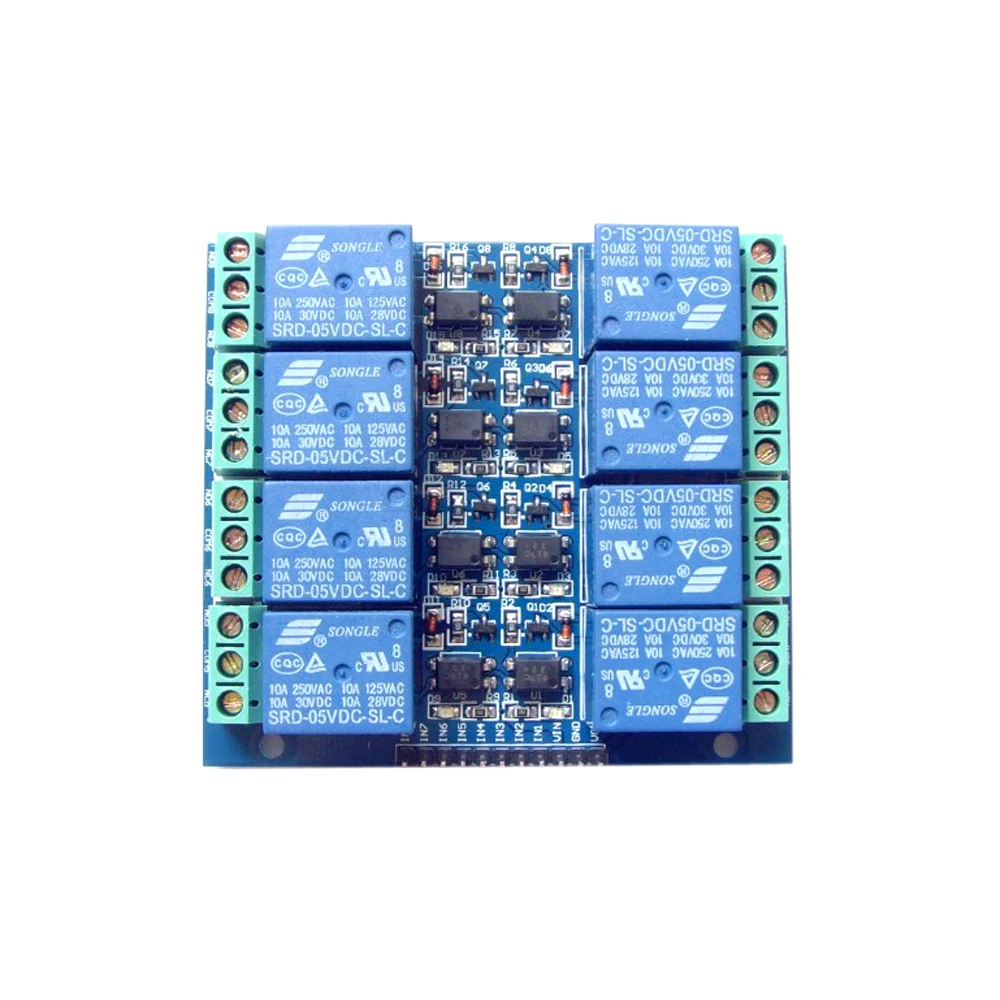 

8 Way Relay Module 5V 10A On Board EL817 Optocoupler Relay Board Single-way Low Level Trigger Relay Support 3.3V/5V Level
