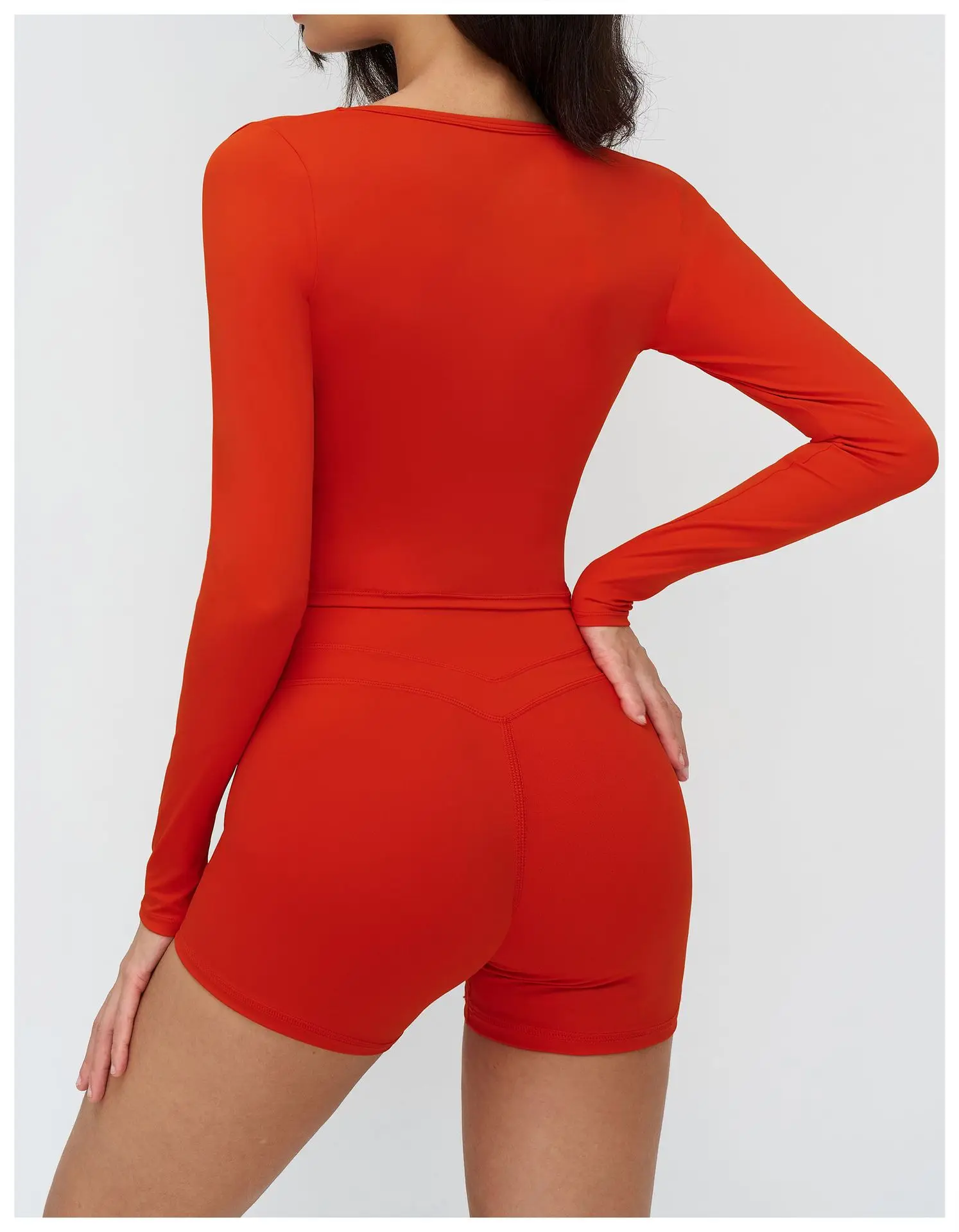 Haut Yoga Femme Manches Longues Col V