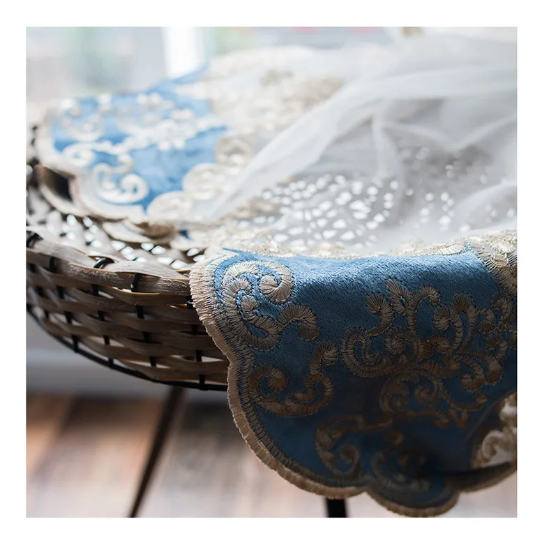1PC Velvet Embroidered Window Screen European Style Small Fresh Translucent 5