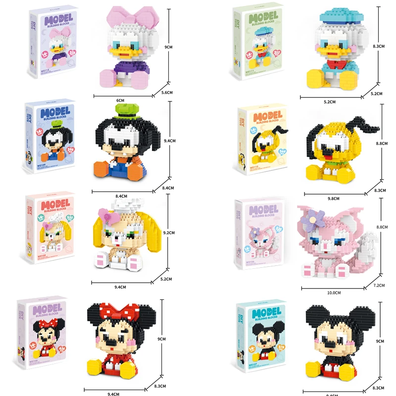 Building Blocks Disney Animation Mickey Minnie Tang Puppy Cartoon Model Miniature Action Doll Children's Toys