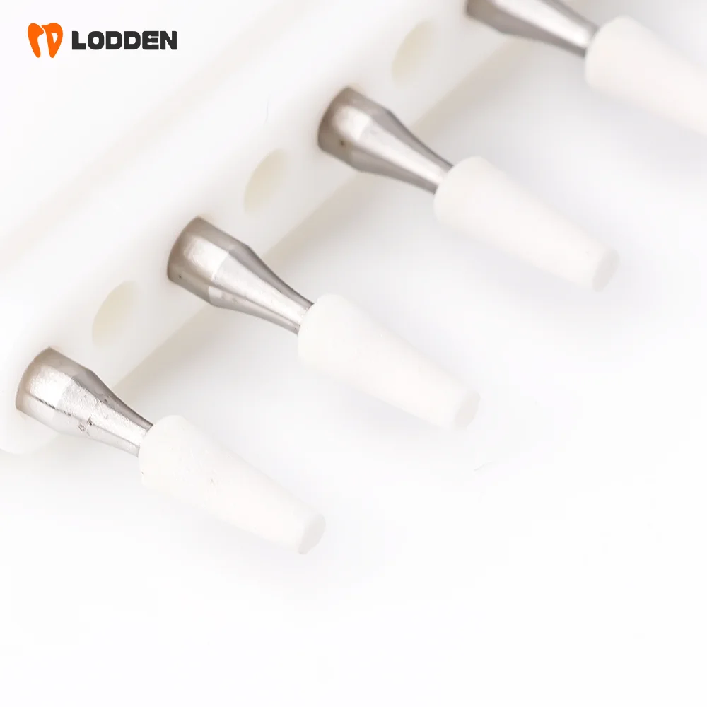LODDEN 5 Stück Dental-Polierbohrer aus weißem Stein mit niedriger Geschwindigkeit, Kegel-/Flammen-/runde Form, Abriebbohrer RA für Polishin-Verbundwerkzeuge – Detail 16
