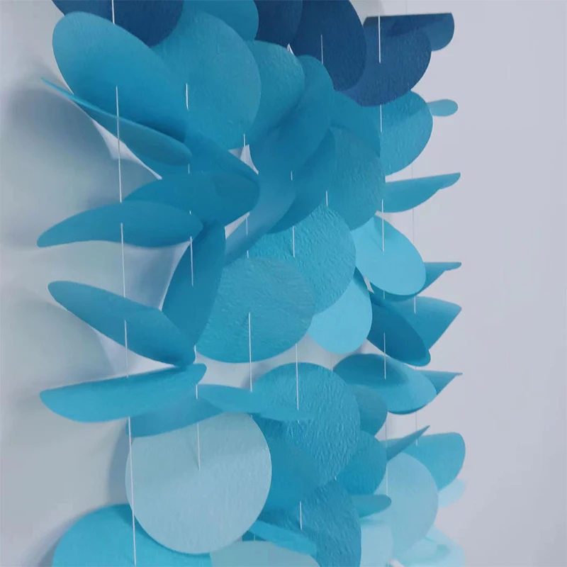 Navy Blue White Under The Sea Themed Party Decorations Crepe Paper Polka Circle Dot Backdrop Garland Hanging Wedding Streamers