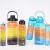 Gradient Plastic 3-IN-1 Water Bottle Set with Measurement Scale Large Capacity Drink Bottle Outdoor Sports Camping 5
