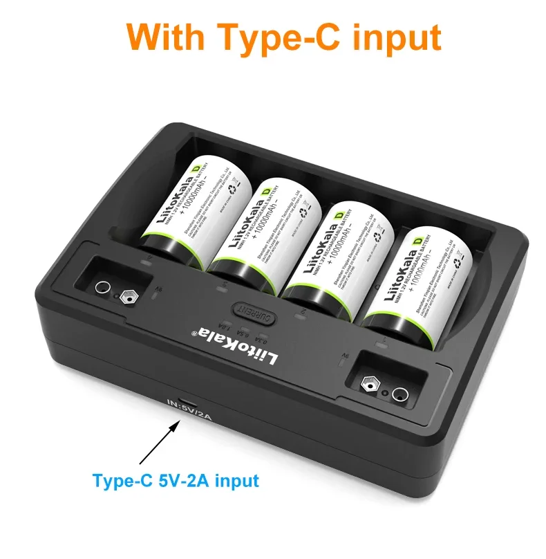 리토칼라 Lii-D4 4슬롯 D 26650 18650 21700 18500 14500 16340 22650 AA AAA C SC 3.7V 1.2V 9V 리튬 니켈수소 스마트 배터리 충전기