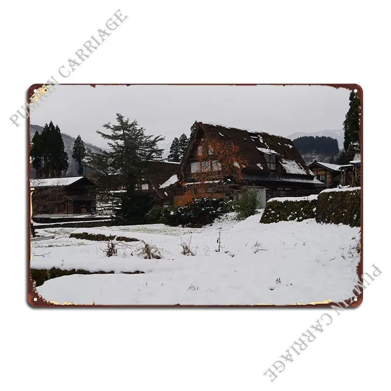 

Gokayama Gasshostyle жесткий металлический знак ржавая фотография винтажный жестяной знак плакат