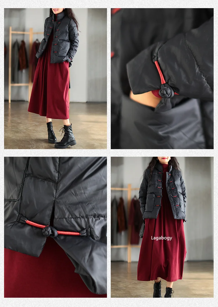 Se57e0defc0e2488db60039a5808eed50g New Winter Warm White Duck Down Coat Women Vintage Slim Short Jacket Autumn Female Embroidery Casual Basic Parkas Mallzona