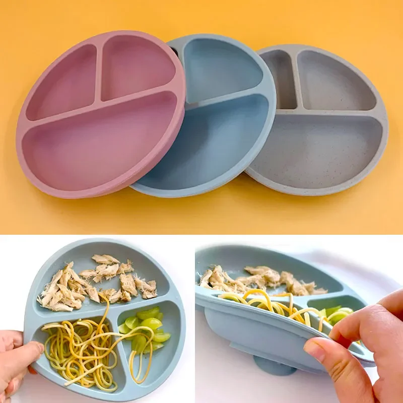 Baby Safe Sucker Silicone Dining Plate Solid Cute Cartoon Children Dishes Suction Toddle Training Tableware Kids Feeding Bowls silicone bowl silicone dinner plate