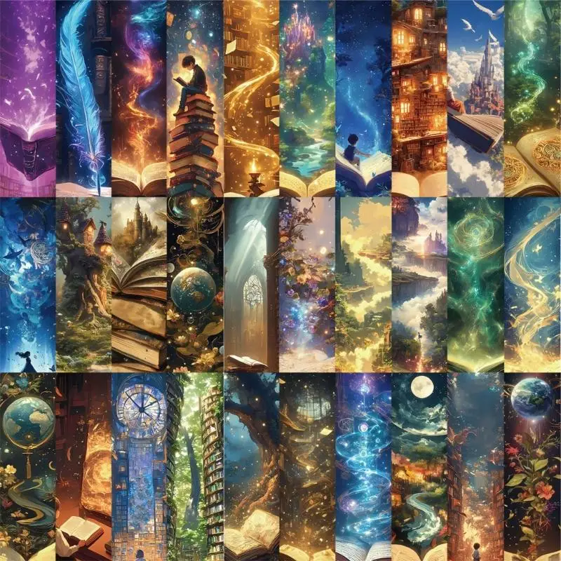 H3CA 30 Sheets/Set Fantasy Reading Bookmarks Creative Page Marker Reading Supplies