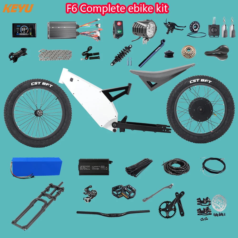 KEYU F6 enduro ebike kit 60V 3000W Electric motorcycle Complete ebike kit conversion electric bike stealth bomber frame