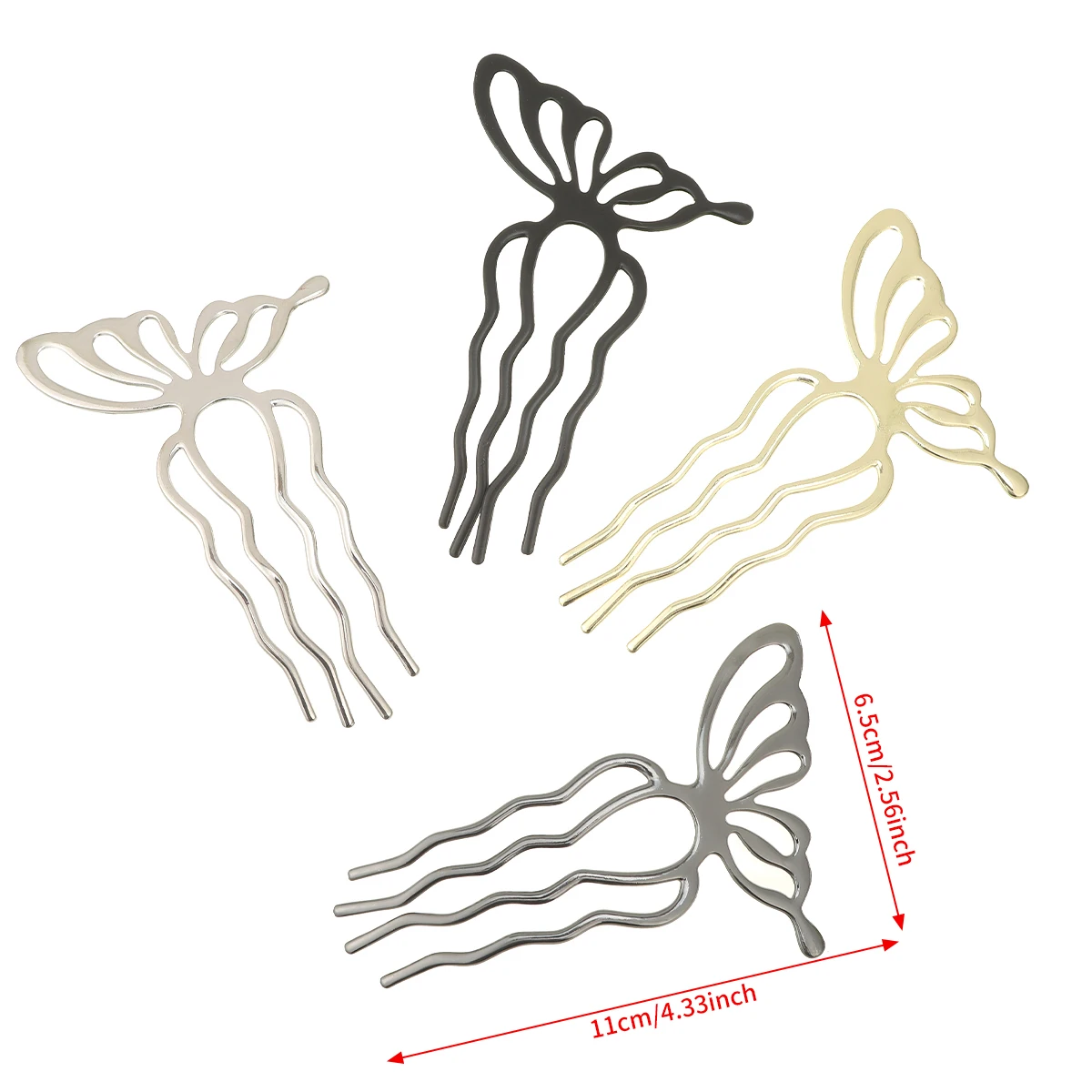 U Shape Simple Butterfly Hair Bun Clip Women Design Metal Hairpin Retro Hairpin Fashion Styling Artifact Hairpin Hair Sticks