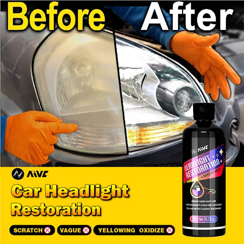 Headlight Lens Restorer Headlight Restoration Kit Polishing Repair Clean Coating Car Light Remove Oxidation Scratch Aivc