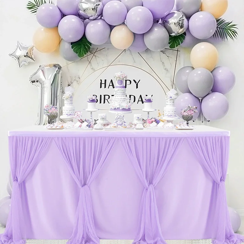Pink and Blue Table Skirt Tulle Tutu Table Cloths Cover for Baby Shower Birthday Party Dessert et Banquet Decorations