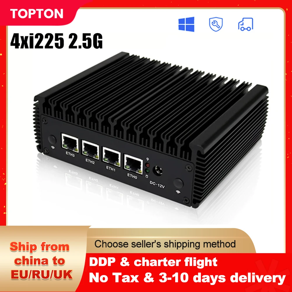 Безвентиляторный мягкий маршрутизатор Intel Celeron J4125 Mini PC Quad Core 4 i225 2 5G LAN HD-MI VGA pfSense