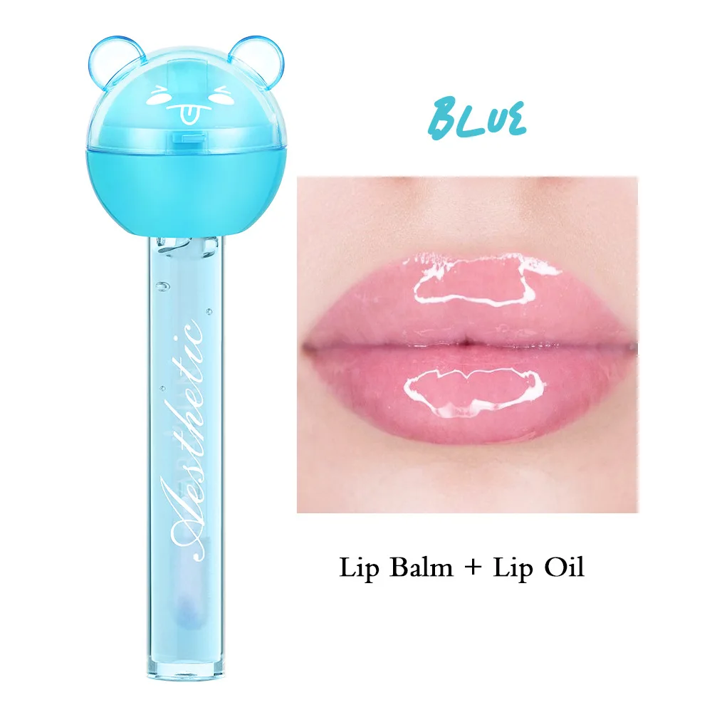2 In 1 Cute Lollipop Lip Gloss Moisturizing Lip Plumper Lip Balm Lipstick Mineral Oil Lip Nutritious Lips Care Makeup Cosmetics 6