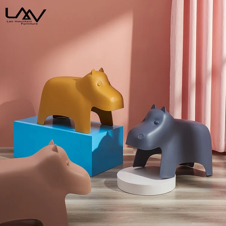 Fun Children Furniture Set Comfortable Colorful Plastic Hippo Kids' Chair Stool Used In Living Room Bedroom