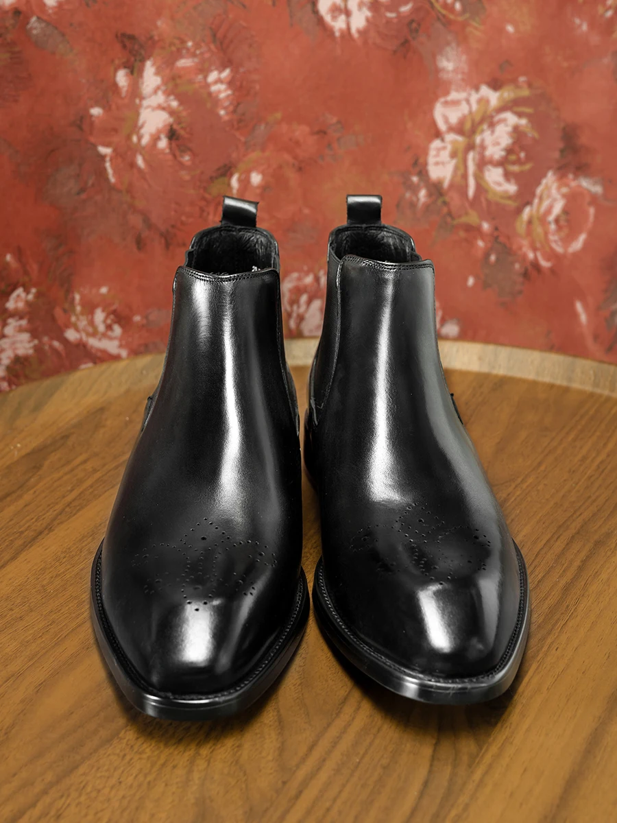 Hanmce Chelsea Boots Luxury Genuine Leather Chelsea Men Boots