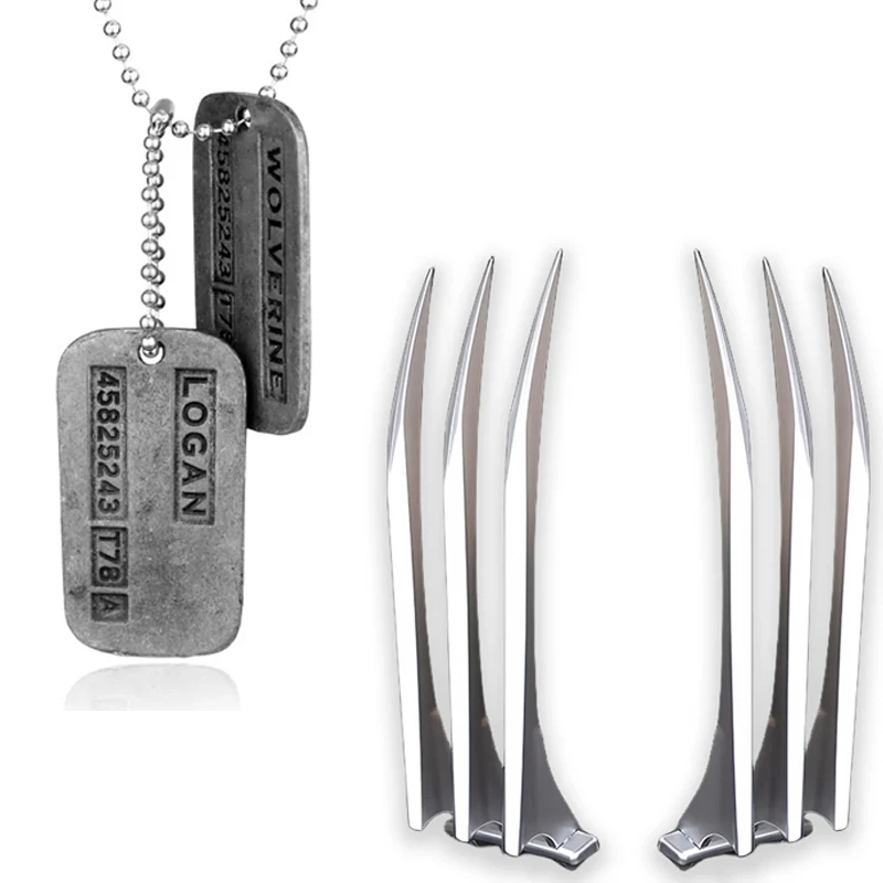 Superhero Cosplay Necklace Superhero Necklace Cosplay Necklace Superhero Cosplay Props Adult X-Men Wolverine Military Card Necklace Wolf Claws Superhero Wolverine Cosplay Accessory Sets Halloween Party Cosplay Props