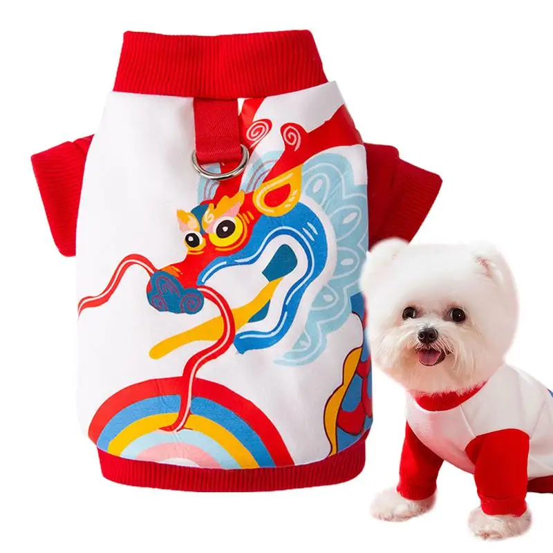 

New Year Chinese Pet Costume Autumn And Winter Dog New Year Totem Comfortable Handmade Cute Soft Stretchy Costume Pets Supplies
