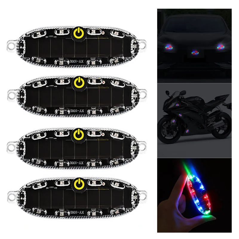 LED Solar Night Warning Light for Car Motorcycl Electric Vehicle Bicycle Strobe Lamp motorcycle led lights car led lights