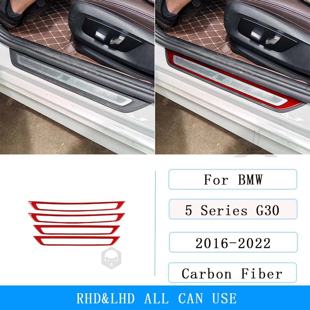 Kit 5 Protections Seuil De Porte Pour BMW 550e 2025 – Autocollants Fibre Carbone – Avant, Arrière, Coffre – Anti-rayures