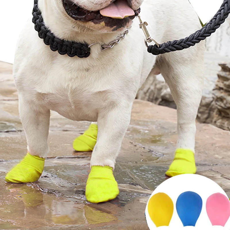Stuks Waterdichte Hond Schoenen Huisdieren Laarzen Sokken Voor Katten Slip Rubber Regen Hond Schoenen Sokken Voor outdoor Snoep Kleuren| | - AliExpress