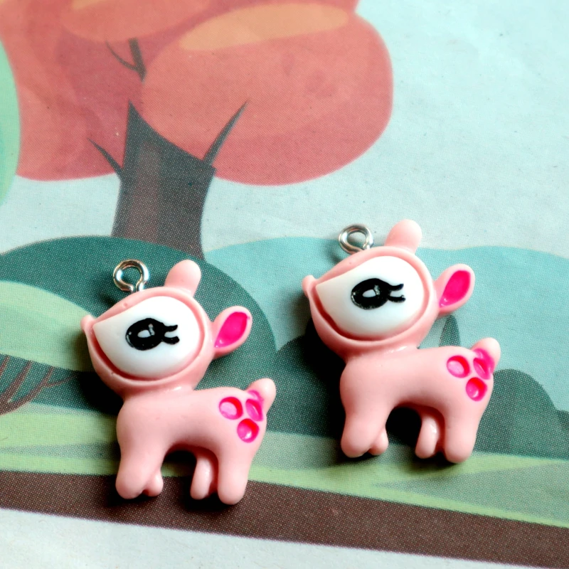 

10PCS Cartoon Cute Deer Resin Pendant Fashion Shining Charm Kawaii Dangle DIY Necklace Bracelet Earrings Keychain Accessories