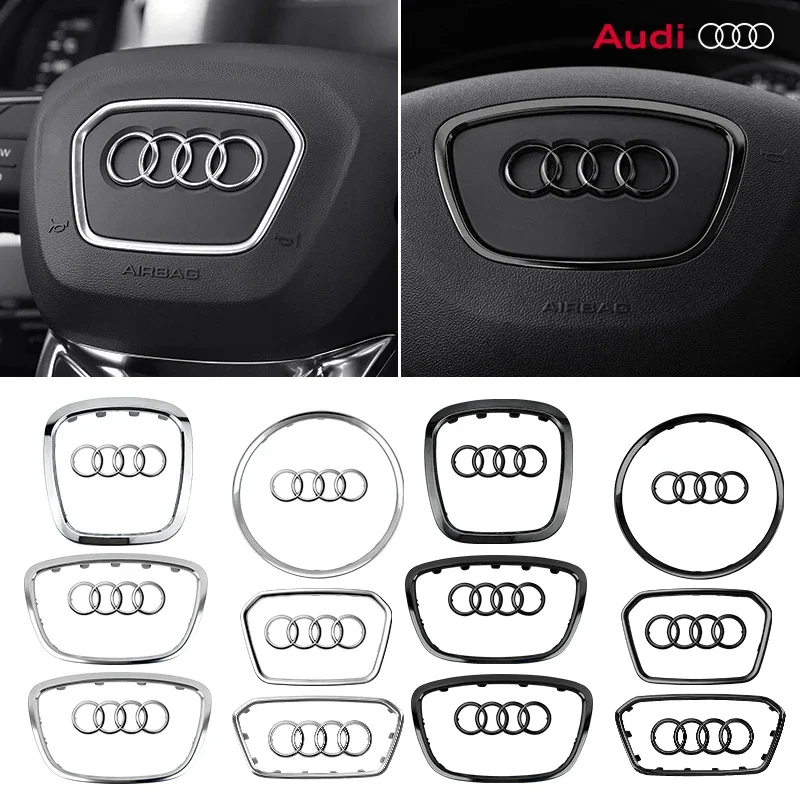 For Audi A3 A4 B8 8P B9 8V A5 A6 C7 A7 Q3 Q5 Q7 Automobile Steering Wheel Bright Frame Strip Electroplated Car Sticker automobile steering wheel sticker