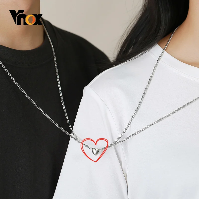 RDNKVB 1 Paio di collane in Acciaio Inossidabile per Uomo e Donna con Pendente Puzzle a Catena e Pendente a Forma di Cuore