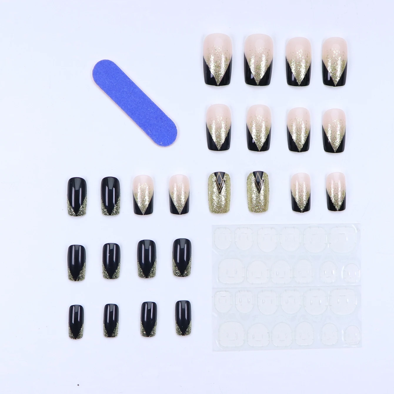 24 PCs french nails Short French Flash Nails 1 Jelly 1 Nail File