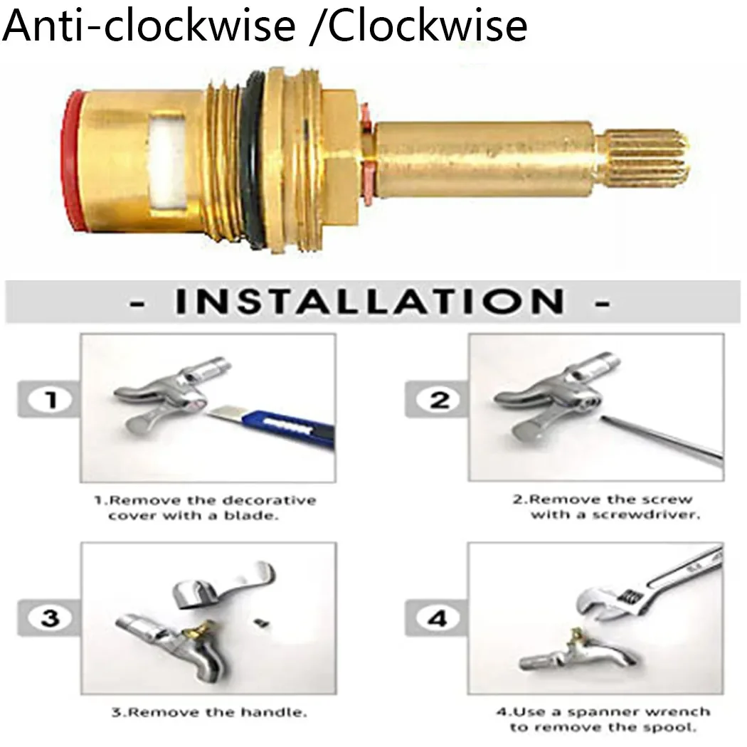 Shower Bath Tap Valve Cartridge Quarter Turn Flow Long Tall Stem Insert 20 1/2" Bronze Hot Water Valve Core