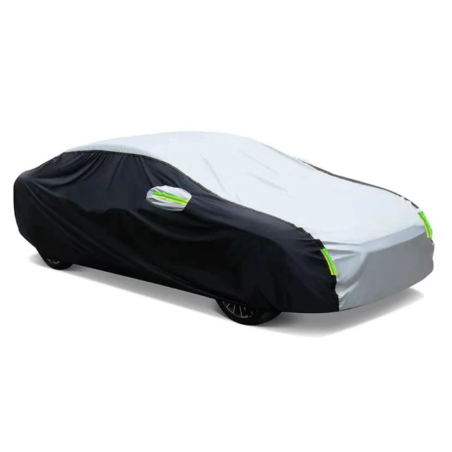 Car Exterior Double Color Cover Sunshade Dustproof Protection with Reflective Strips Universal for Hatchback Sedan SUV 2