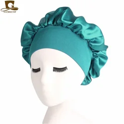 Luxurious Silk Shower and Night Caps for Women - Hair Care Bonnet for Salon and Home Use (Malachite green)