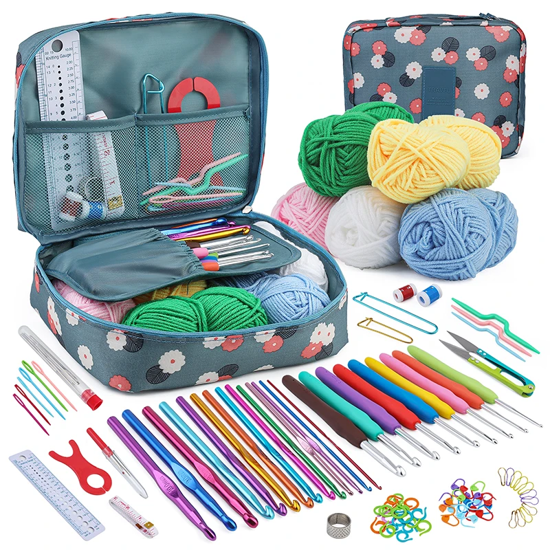 KRABALL Crochet Kit for Beginners Crochet Hook Set Ergonomic Knitting  Needles Blunt Needles Stitch Marker DIY with Storage Case - AliExpress