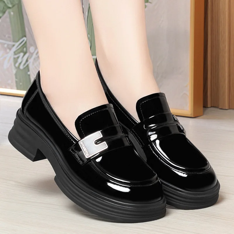 Thick-Sole Solid Color Loafers Women | Trendy Chunky Flats