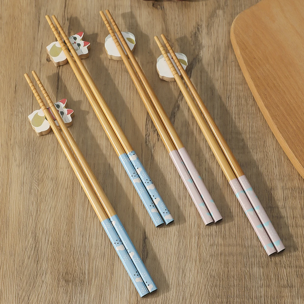 Handmade Eco-Friendly Wooden Chopsticks Set - 2 Pairs Non-Slip Tableware Gift