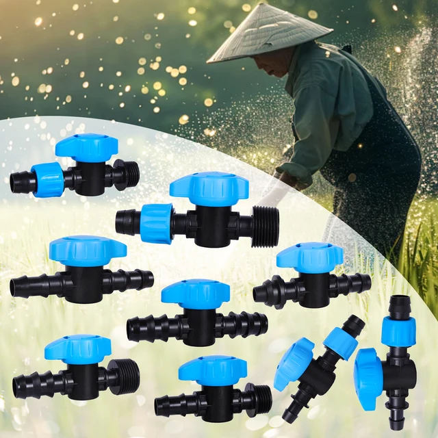 Drip Irrigation Barbed Bypass Valve Drip Line Shut Off Valve Drip System Water Diverting Valve For Agriculture Orchard Greenhous 6