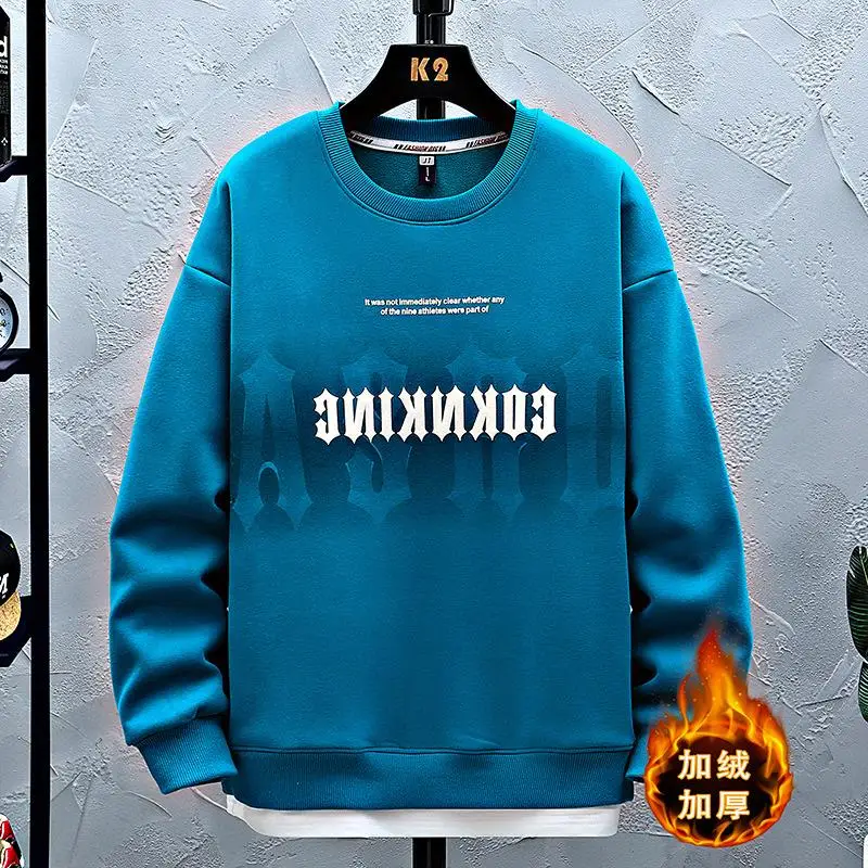 

Мужская утепленная толстовка с круглым вырезом, на осень/зиму