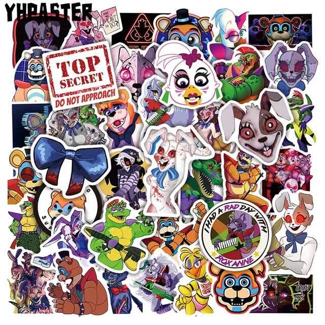 Five Nights at Freddy's Stickers 50 Pack Waterproof Stickers Laptop Bumper  Skateboard Water Bottles Computer Terror Game Stickers