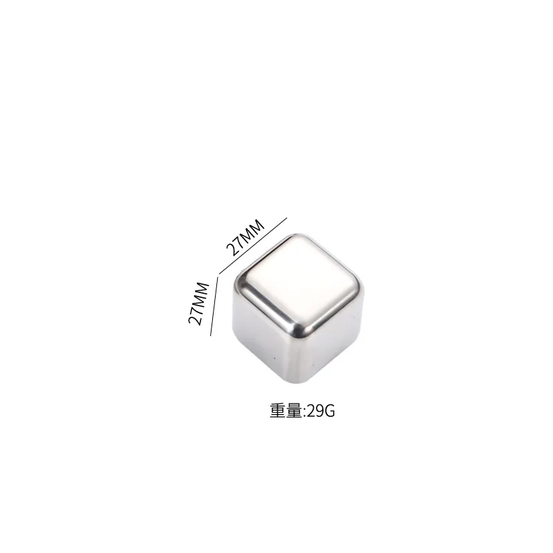 Ice Cubes Whiskey Stones 304 Stainless Steel Metal Ice Cube Quick-frozen 27x27mm