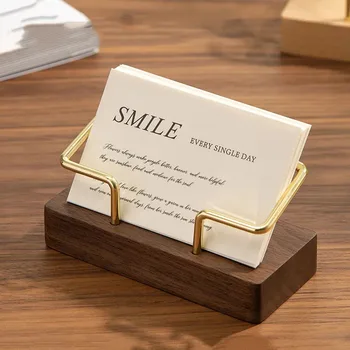 Porta Biglietti da Visita in Legno da Tavolo, Organizzatore da Scrivania per Ufficio, Espositore per Memo e Accessori, Contenitore per Biglietti da Visita per Casa e Ufficio